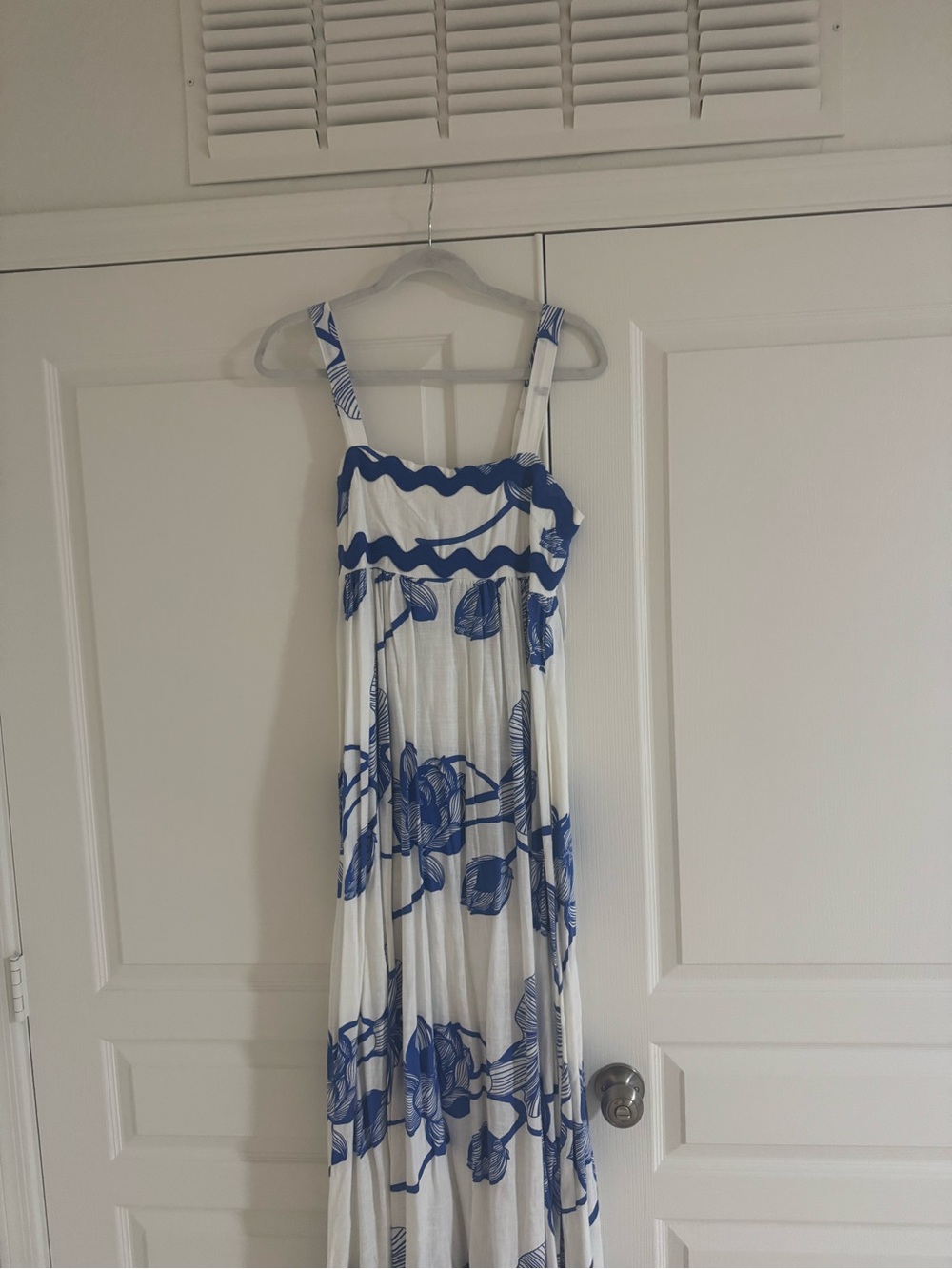 White Closet Elements Long Blue and White Dress